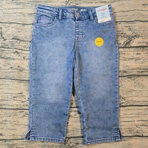 NWT Girls Soft Jeggings Capris Cat & Jack Medium Wash Adjustable Waist Size L